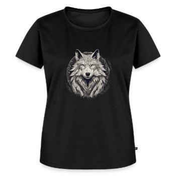 Tête de loup mystique - T-shirt Premium bio Femme - noir - Devant - Selfina (174cm)