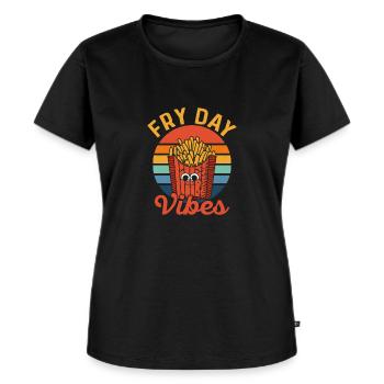 Célébrez la journée des frites : bonne humeur, bonnes frites - T-shirt Premium bio Femme - noir - Devant - Selfina (174cm)