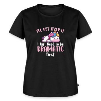 Ich komme darüber hinweg - Regenbogen Einhorn Magisches Tier - Frauen Premium Bio T-Shirt - Schwarz - Vorne - Selfina (174cm)
