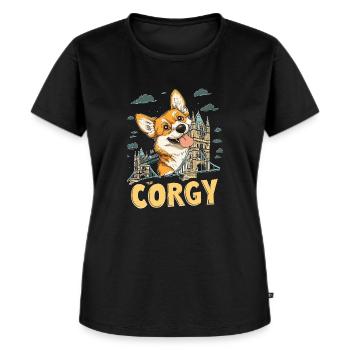 Corgy Dog London UK Tower Bridge - Women's Premium Organic T-shirt - black - Front - Selfina (174cm)