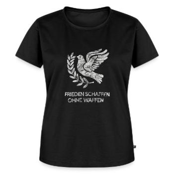 Friedenszeichen Frieden schaffen ohne Waffen - Frauen Premium Bio T-Shirt - Schwarz - Vorne - Selfina (174cm)