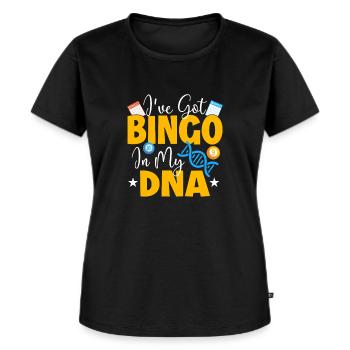 Mam Bingo W Moim DNA Śmieszny Prezent Uzależniony od Bingo - Ekologiczna damska koszulka Premium - czarny - Przód - Selfina (174cm)