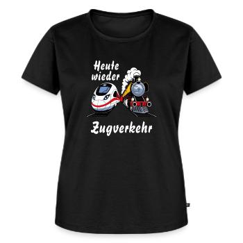 ZUG TRAIN Heute wieder Zugverkehr - Frauen Premium Bio T-Shirt - Schwarz - Vorne - Selfina (174cm)