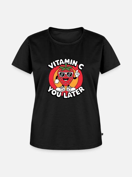 Vitamin C Obst Lustige Erdbeere - Frauen Premium Bio T-Shirt - Schwarz