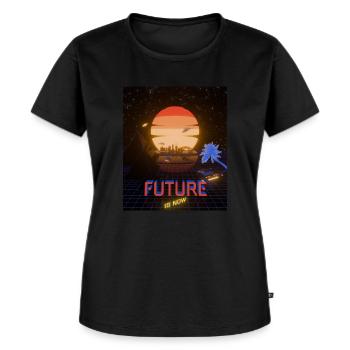 Die Zukunft ist jetzt - Frauen Premium Bio T-Shirt - Schwarz - Vorne - Selfina (174cm)