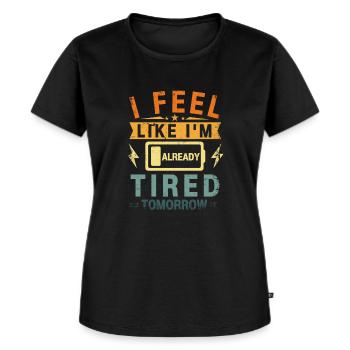 Morgen bin ich schon müde - Frauen Premium Bio T-Shirt - Schwarz - Vorne - Selfina (174cm)