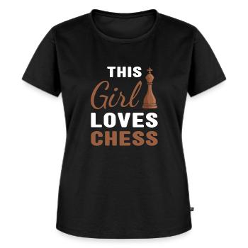 Chess Player This Girl Loves Chess - Frauen Premium Bio T-Shirt - Schwarz - Vorne - Selfina (174cm)