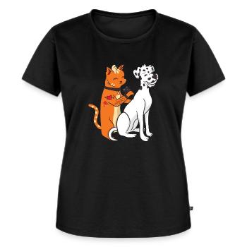 Dalmatiner Hund Tattoo Katze Lustig Geschenk - Frauen Premium Bio T-Shirt - Schwarz - Vorne - Selfina (174cm)