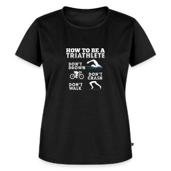 Comment être un triathlon triathlète - T-shirt Premium bio Femme - noir - Devant - Selfina (174cm)