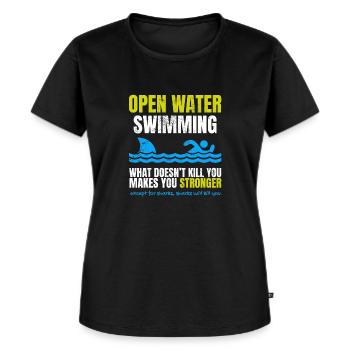 Funny Open Water Swimming Shark - Women's Premium Organic T-shirt - black - Front - Selfina (174cm)