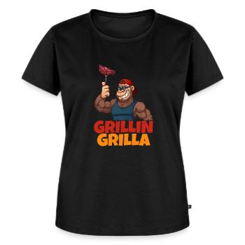 Funny Grillin Grilla Gorilla Steak Barbecue - Women's Premium Organic T-shirt - black - Front - Selfina (174cm)