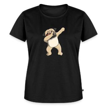 Dabbing Mops Sonnenbrille cool Jungen Geschenk - Frauen Premium Bio T-Shirt - Schwarz - Vorne - Selfina (174cm)