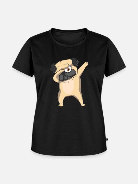 Dabbing Mops Cartoon - Frauen Premium Bio T-Shirt - Schwarz