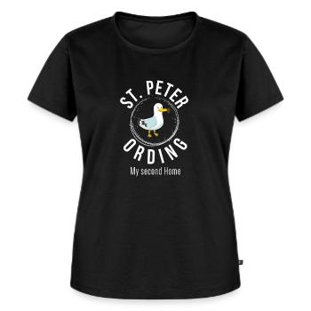 St. Peter Ording Möwe Leuchtturm Nordsee Geschenk - Frauen Premium Bio T-Shirt - Schwarz - Vorne - Selfina (174cm)