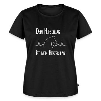 Pferde Herzschlag Pferdekopf Heartbeat Geschenk - Frauen Premium Bio T-Shirt - Schwarz - Vorne - Selfina (174cm)