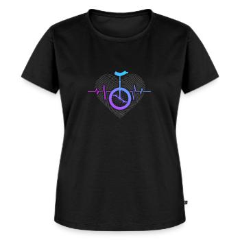 Einrad Herz Puls DNA Hobby Fahrrad - Frauen Premium Bio T-Shirt - Schwarz - Vorne - Selfina (174cm)