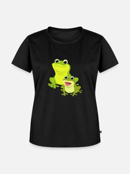 Frosch mit Froschbaby - Frauen Premium Bio T-Shirt - Schwarz
