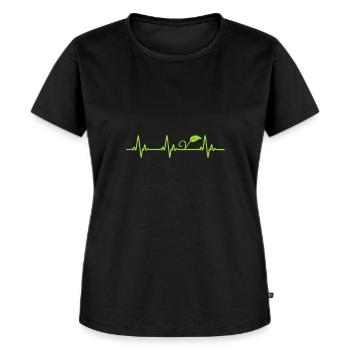 Herzschlag Vegan für Veganer - Frauen Premium Bio T-Shirt - Schwarz - Vorne - Selfina (174cm)