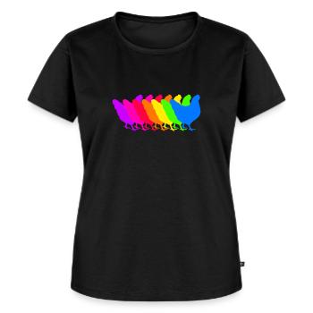 Troupe de poulet coloré - T-shirt Premium bio Femme - noir - Devant - Selfina (174cm)