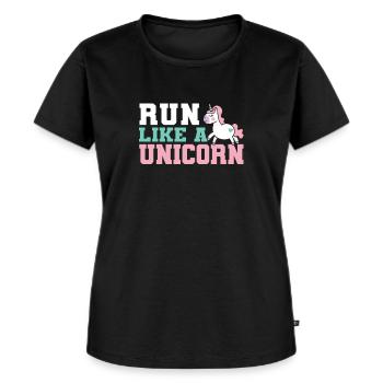 Einhorn Läuferin Joggerin Joggen Rennen Geschenk - Frauen Premium Bio T-Shirt - Schwarz - Vorne - Selfina (174cm)