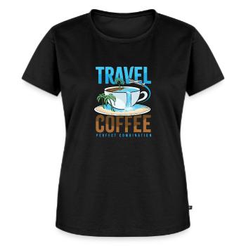 Travel Coffee Perfect Combination Travel Gift - Women's Premium Organic T-shirt - black - Front - Selfina (174cm)