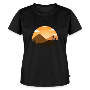 Forêt de montagnes au lever du soleil - T-shirt Premium bio Femme - noir - Devant - Selfina (174cm)