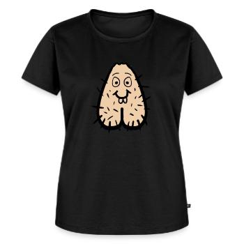 Hoden, Gesicht Penis,Sack,lustig behaart Geschenk. - Frauen Premium Bio T-Shirt - Schwarz - Vorne - Selfina (174cm)