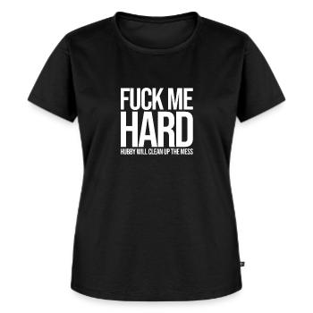 Baise moi dur | Femme Chaude, Cocu, Tricher - T-shirt Premium bio Femme - noir - Devant - Selfina (174cm)