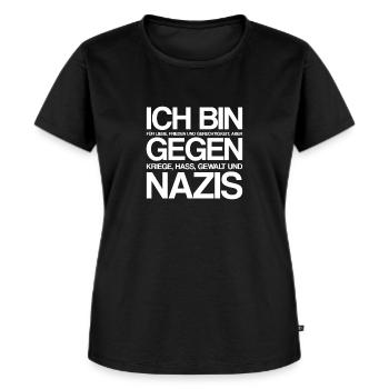 Ich bin gegen Nazis | Antirassismus, Gegen Rechts - Frauen Premium Bio T-Shirt - Schwarz - Vorne - Selfina (174cm)