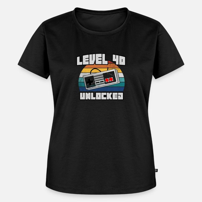 Level 40 Unlocked 40. Geburtstag Geschenkidee - Frauen Premium Bio T-Shirt - Schwarz