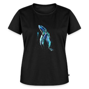 Plongeur, baleine bosse, plongée, baleine, plongée sous-marine - T-shirt Premium bio Femme - noir - Devant - Selfina (174cm)