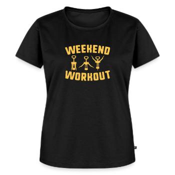 Wochenendtraining Korkenzieher Übungen lustiger Wein - Frauen Premium Bio T-Shirt - Schwarz - Vorne - Selfina (174cm)