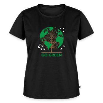 Go green Planet Erde Nachhaltigkeit - Frauen Premium Bio T-Shirt - Schwarz - Vorne - Selfina (174cm)