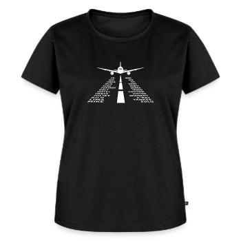 Airplane travel runway world travel gift - Women's Premium Organic T-shirt - black - Front - Selfina (174cm)