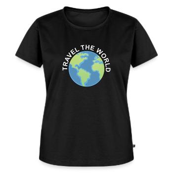 Voyage dans le monde Voyage dans le monde - T-shirt Premium bio Femme - noir - Devant - Selfina (174cm)