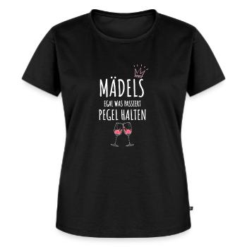 Mädels Egal Was Passiert Pegel Halten Frauen - Frauen Premium Bio T-Shirt - Schwarz - Vorne - Selfina (174cm)