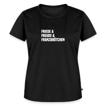 Friede Freude Franzbrötchen Hamburg Norddeutsch - Frauen Premium Bio T-Shirt - Schwarz - Vorne - Selfina (174cm)