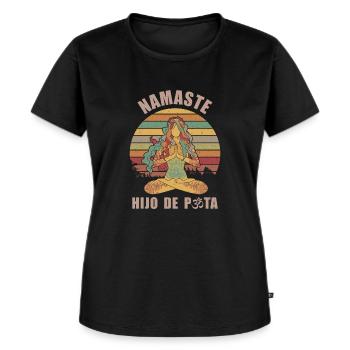Namaste Hijo De Puta Vintage - T-shirt Premium bio Femme - noir - Devant - Selfina (174cm)