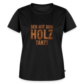 der mit dem holz tanzt - Frauen Premium Bio T-Shirt - Schwarz - Vorne - Selfina (174cm)
