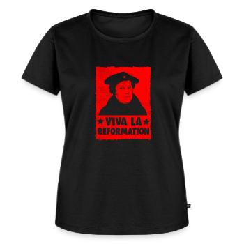 Viva La Reformation Shirt Martin Luther Protestant - Frauen Premium Bio T-Shirt - Schwarz - Vorne - Selfina (174cm)