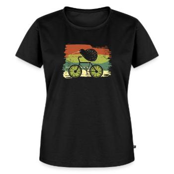 Fahren Sie neuseeländische lustige Kiwi auf einem Fahrrad-Design - Frauen Premium Bio T-Shirt - Schwarz - Vorne - Selfina (174cm)