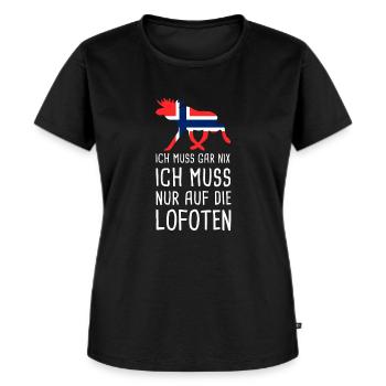 Ich Muss Gar Nix Lofoten Norwegen Norge Elch - Frauen Premium Bio T-Shirt - Schwarz - Vorne - Selfina (174cm)