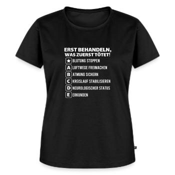 Notdienst ABCDE Schema Trauma Rettungsdienst Sani - Frauen Premium Bio T-Shirt - Schwarz - Vorne - Selfina (174cm)