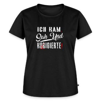 Ich Kam Sah Und Korrigierte Deutsch Grammatik - Frauen Premium Bio T-Shirt - Schwarz - Vorne - Selfina (174cm)