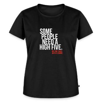Grappig - Vrouwen Premium Bio T-shirt - zwart - Voor - Selfina (174cm)