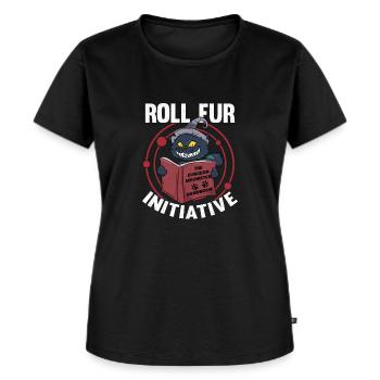 Dungeon Meowster Roll For Initiative D20 RPG - Frauen Premium Bio T-Shirt - Schwarz - Vorne - Selfina (174cm)