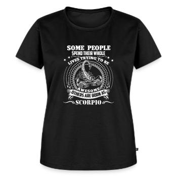 Skorpion Geboren als Skorpion - Frauen Premium Bio T-Shirt - Schwarz - Vorne - Selfina (174cm)