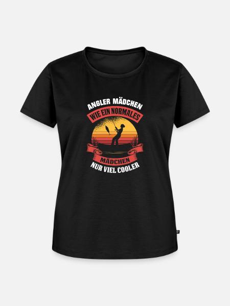 Angeln Mädchen Anglerin - Frauen Premium Bio T-Shirt - Schwarz