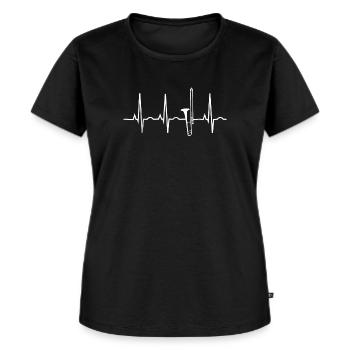 Trombone Player Trombone Heartbeat Band - Frauen Premium Bio T-Shirt - Schwarz - Vorne - Selfina (174cm)