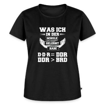 DDR Ostdeutschland im Osten Ossi - Frauen Premium Bio T-Shirt - Schwarz - Vorne - Selfina (174cm)